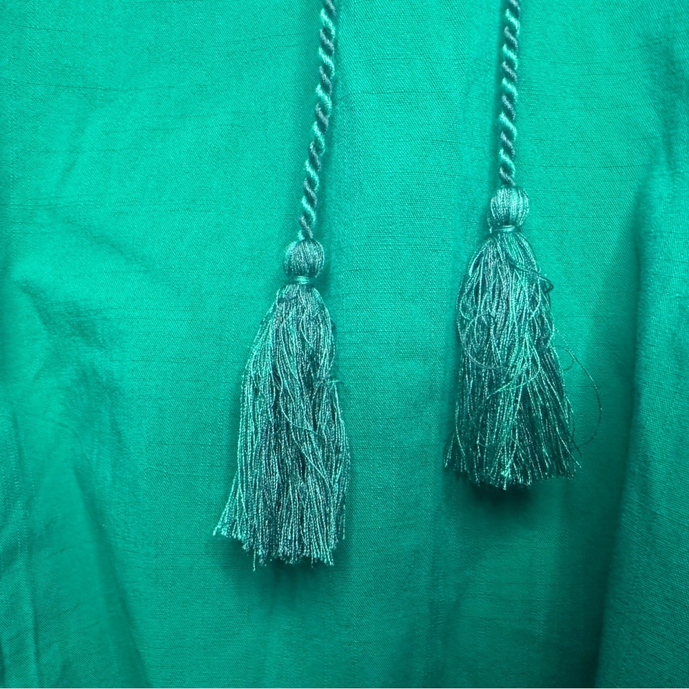 Knox Rose XL Teal Boho Tassel Tie Babydoll Dress w/ Pockets - Picture 6 of 7